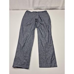UNIQLO Chino Pants Men's Large Blue Linen Blend Chambray Flat Front NWT